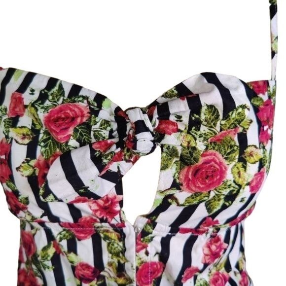 Sweetheart Baby Doll Pin-up Girl Hook & Eye Bow Summer Rose Top Tank Large - Picture 7 of 7